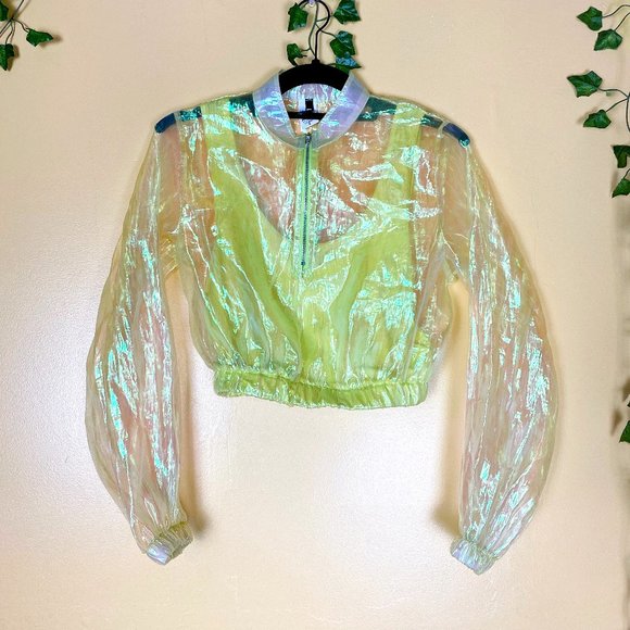 K Too Iridiscent Neon Yellow Jacket with Top - Picture 1 of 4